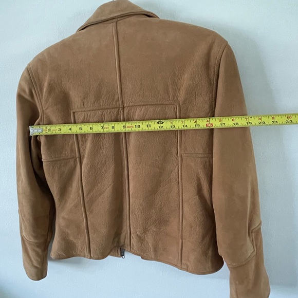 Vintage 80s/90s BEYOND Tan Leather Suede Jacket Womens USA Biker - Picture 7 of 9